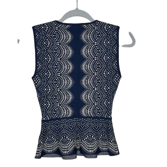 BCBG Alonya Navy Blue Peplum Top Knit Skirt Set |XS - Picture 3 of 7